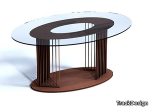 OVOV - Oval glass and steel living room table _ TrackDesign