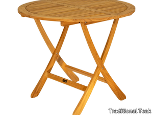 SOFIA - Round folding teak table _ Traditional Teak