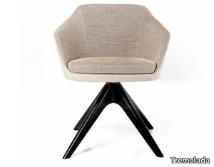 NICKY - Trestle-based fabric easy chair with armrests _ Tremolada