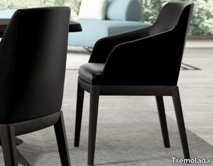 TINA - Upholstered leather chair with armrests _ Tremolada