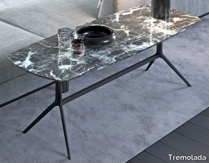 TRIANGLE - Rectangular handmade marble coffee table _ Tremolada