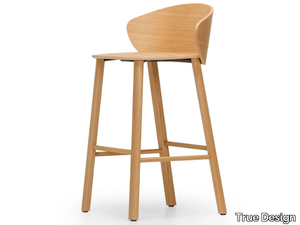 NOT WOOD - High wooden stool with footrest _ True Design