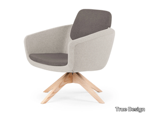 ARCA LOUNGE - Trestle-based fabric easy chair with armrests _ True Design