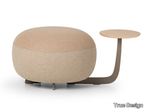 CODE - Upholstered round pouf with integrated magazine rack _ True Design