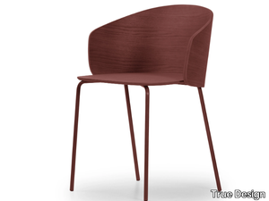 NOT WOOD - Steel and wood chair with armrests _ True Design