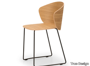 NOT WOOD - Stackable sled base steel and wood chair _ True Design