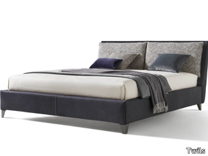 ATTICO - Leather double bed with upholstered headboard _ Twils