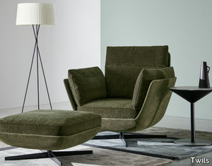 BIGGIE - Fabric armchair with footstool with armrests _ Twils