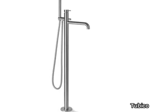 NILO - Floor standing stainless steel bathtub mixer with hand shower _ Tubico