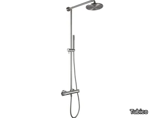 VOLGA - Wall-mounted stainless steel shower panel with diverter _ Tubico