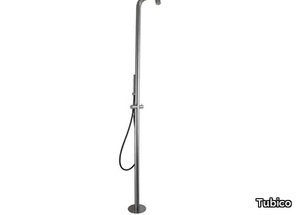 WELLNESS FLOWS - Floor standing stainless steel shower panel with diverter with hand shower _ Tubico