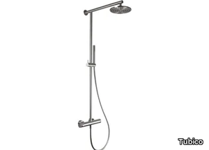 WELLNESS FLOWS - Wall-mounted stainless steel shower panel with hand shower _ Tubico