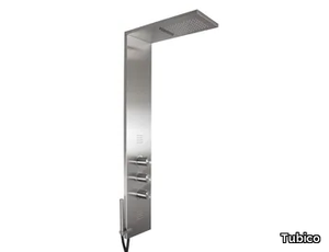 WELLNESS FLOWS - Wall-mounted stainless steel shower panel with side jets _ Tubico