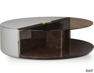 ECLIPSE - Round glass coffee table with integrated magazine rack _ Turri