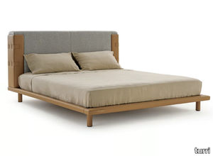 ATELIER - Fabric and leather bed with upholstered headboard _ Turri