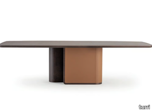 ECHO - Wooden and leather rectangular table _ Turri