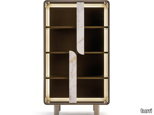 SOUL - Wood and glass display cabinet with integrated lighting _ Turri