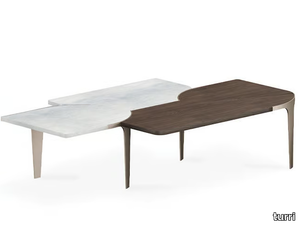 SOUL - Low wooden and marble coffee table _ Turri