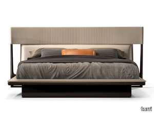 VINE - Solid wood double bed with leather upholstered headboard _ Turri