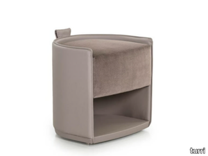 VINE - Leather and fabric pouf with integrated magazine rack _ Turri