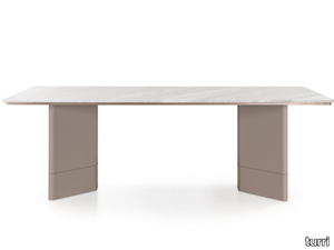 ZERO - Rectangular marble and leather table _ Turri