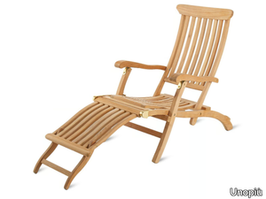 CHELSEA - Folding teak deck chair with armrests with footrest _ Unopiù