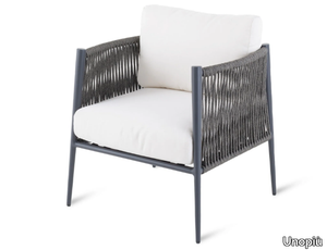 LUCE - Garden armchair in aluminum and polyolefin rope _ Unopiù