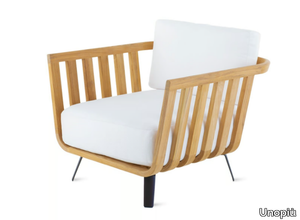 WELCOME - Teak and acrylic fabric garden armchair _ Unopiù