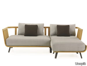 WELCOME - Sectional garden sofa in teak and acrylic fabric _ Unopiù