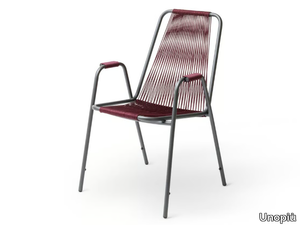 COCO - Powder coated steel and rope chair with armrests _ Unopiù