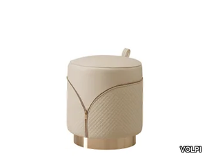 BILL - Upholstered round leather pouf _ VOLPI