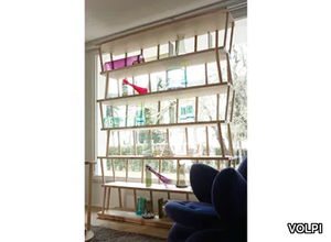 RAVEN - Open double-sided wood and glass bookcase _ VOLPI