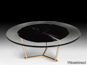 CORVARA - Low round wood and glass coffee table _ VGnewtrend