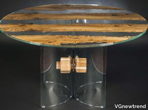 VENEZIA - Round wood and glass table _ VGnewtrend