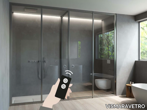 SUITE + SECURPLUS LCD GLASS - Glass and aluminium shower cabin with hinged door _ VISMARAVETRO