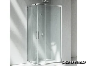 SERIE 7000 ZD - Corner semicircular crystal shower cabin with sliding door _ VISMARAVETRO