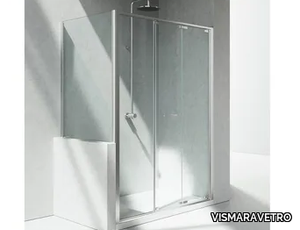 JUNIOR GM+GP - Corner tempered glass shower cabin with folding door _ VISMARAVETRO