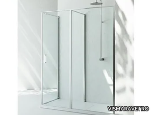 LINEA IN2 - Corner tempered glass shower cabin with hinged door _ VISMARAVETRO