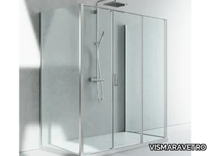 LINEA LG+LM+LG - Custom tempered glass shower cabin with hinged door _ VISMARAVETRO