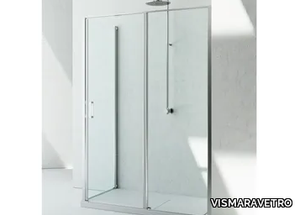 LINEA LZ+LG - Corner tempered glass shower cabin with hinged door _ VISMARAVETRO