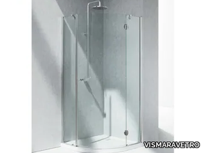 SINTESI SX - Corner semicircular shower cabin with hinged door _ VISMARAVETRO