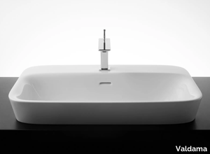 SOUL - Semi-inset rectangular ceramic washbasin with overflow _ Valdama