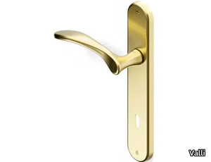 H198 MIZAR - Brass door handle on back plate with lock _ Valli