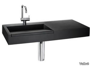 CINCO EXTENDED - Wall-mounted resin washbasin with integrated countertop _ Vallvé