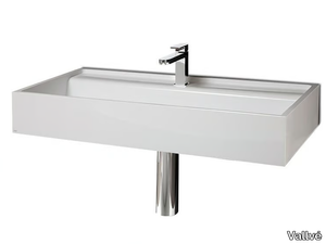 BASE - Wall-mounted rectangular resin washbasin _ Vallvé