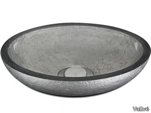 DOLCE OVAL TEXTURE PLATINUM - Countertop oval resin washbasin _ Vallvé