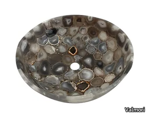 CRYSTAL COLD - Countertop round stone washbasin _ Valmori