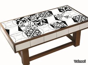 HYDRAULICART - Rectangular stone coffee table with wooden base _ Valmori