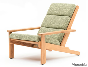 BALI - Upholstered teak garden armchair with armrests _ Varaschin