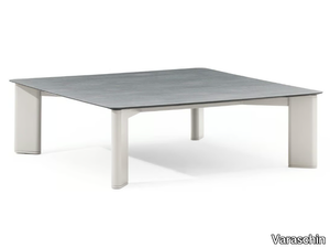 PLINTO - Square aluminium and wood garden side table _ Varaschin